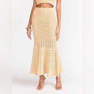 FORE Knit Elegant Cream Crochet Maxi Skirt Size M NWOT